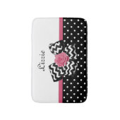 Cute Black Stippen Roze roze roodroos Chevron Bow  Badmat (Voorkant Verticaal)