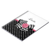 Cute Black Stippen Roze roze roodroos Chevron Bow  Notitieboek (Linkerzijde)