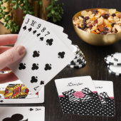 Cute Black Stippen Roze roze roodroos Chevron Bow  Pokerkaarten (Insitu)