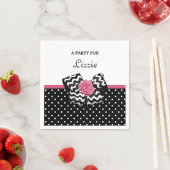 Cute Black Stippen Roze roze roodroos Chevron Bow  Servet (Insitu)