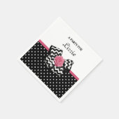 Cute Black Stippen Roze roze roodroos Chevron Bow  Servet (Hoek)
