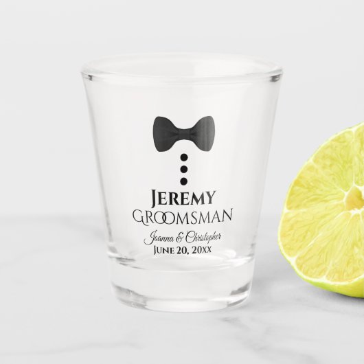 Cute Black Stropdas Tuxedo Groomsman Weddenschap Shot Glas (Voorkant)