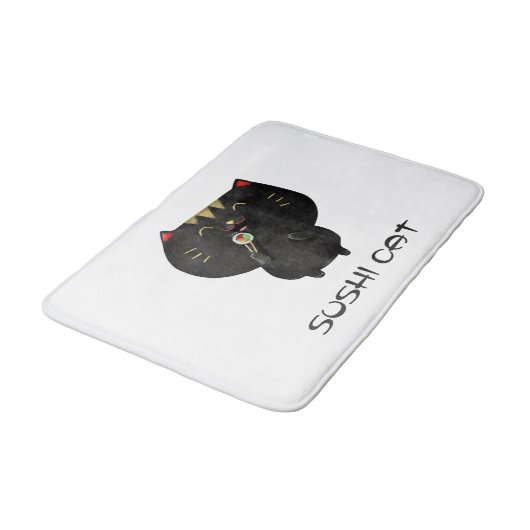 Cute Black Sushi Cat Badmat (Gekanteld)