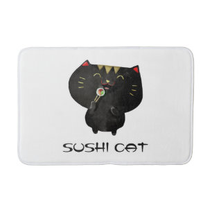 Cute Black Sushi Cat Badmat