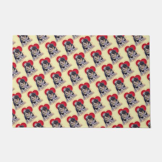 Cute Black Tan Bernedoodle Deurmat (Voorkant)