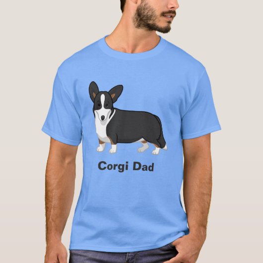 Cute Black Tan Cardigan Welsh Corgi Dad T-shirt (Voorkant)
