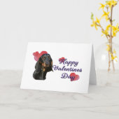 Cute Black Tan Dachshund Valentijnsdag Hearts Kaart (Gele Bloem)