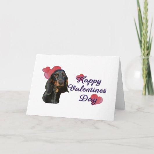 Cute Black Tan Dachshund Valentijnsdag Hearts Kaart (Voorkant)