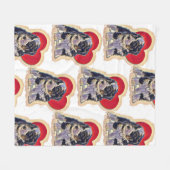 Cute Black Tan PopArt Bernedole Digital Heart Fleece Deken (Voorkant (Horizontaal))