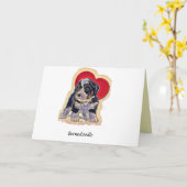 Cute Black Tan PopArt Bernedole Digital Heart Kaart (Gele Bloem)