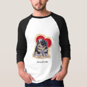 Cute Black Tan PopArt Bernedole Digital Heart T-shirt (Voorkant)