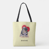 Cute Black Tan PopArt Bernedole Digital Heart Tote Bag (Achterkant)