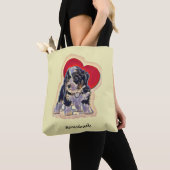 Cute Black Tan PopArt Bernedole Digital Heart Tote Bag (Dichtbij)