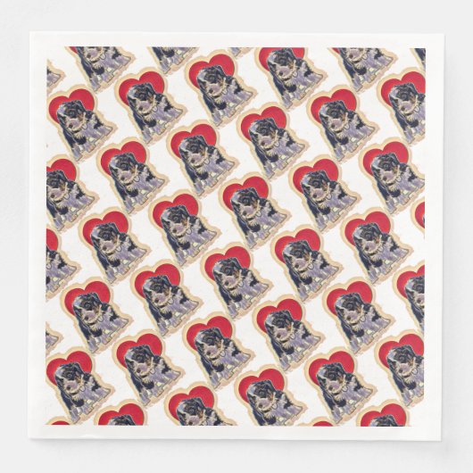 Cute Black Tan PopArt Bernedole Heart Pattern Servet (Voorkant)