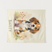 Cute Black Tan & White Tricolor Beagle Puppy Wandkleed (Voorkant (horizontaal))