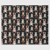 Cute Black Teddy Bear Cat Speelgoed Pattern Cadeaupapier (Vlak)