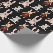 Cute Black Teddy Bear Cat Speelgoed Pattern Cadeaupapier (Hoek)