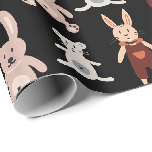 Cute Black Teddy Bear Cat Speelgoed Pattern Cadeaupapier (Rol Hoek)