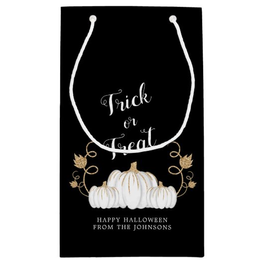Cute Black Trick or treat Pumpkin Halloween Klein Cadeauzakje (Achterkant)