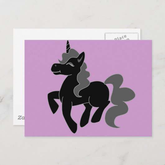 Cute Black Unicorn Briefkaart (Voorkant / Achterkant)