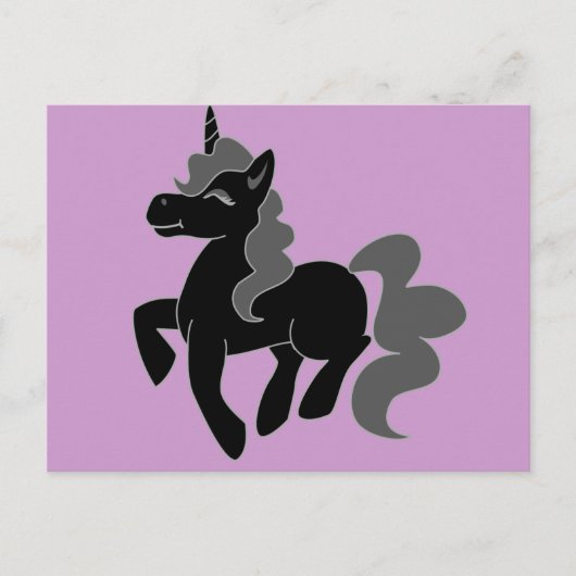Cute Black Unicorn Briefkaart (Voorkant)