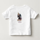 Cute Black Unicorn met Flowers Waterverf Unicorn Kinder Shirts (Achterkant)