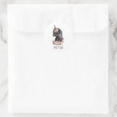 Cute Black Unicorn met Flowers Waterverf Unicorn Ronde Sticker (Tas)