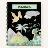 Cute Black Waterverf Dinosaur Notitieboek (Voorkant)