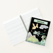 Cute Black Waterverf Dinosaur Notitieboek (Binnen)