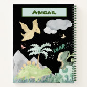 Cute Black Waterverf Dinosaur Notitieboek (Achterkant)