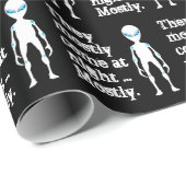 Cute black white alien quote cadeaupapier (Rol Hoek)