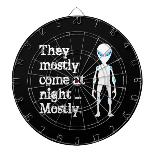 Cute black white alien quote dartbord (Voorkant)