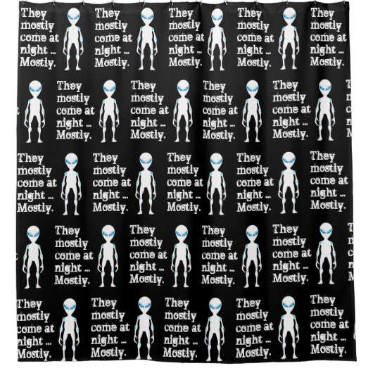 Cute black white alien quote douchegordijn (Voorkant)