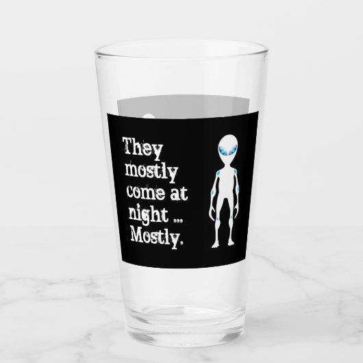Cute black white alien quote glas (Voorkant)