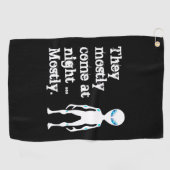 Cute black white alien quote golfhanddoek (Horizontaal)