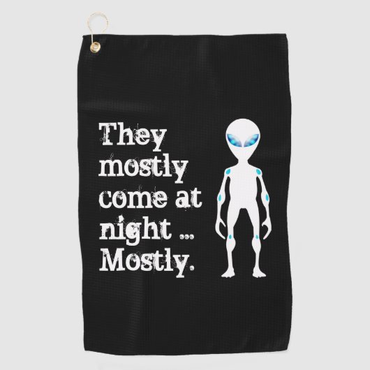Cute black white alien quote golfhanddoek (Voorkant)