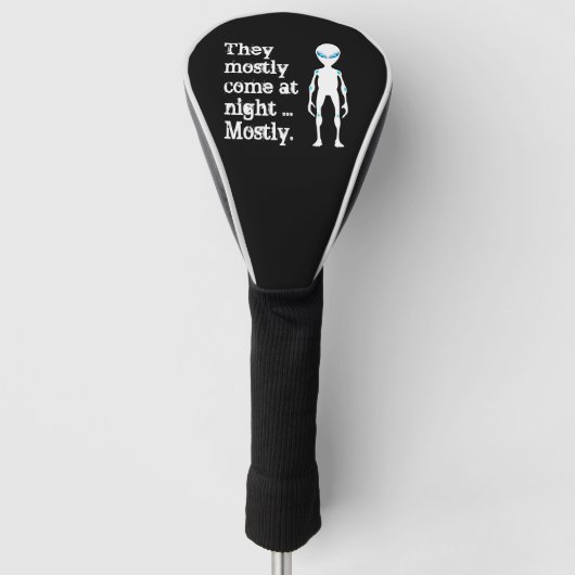 Cute black white alien quote golfheadcover (Voorkant)