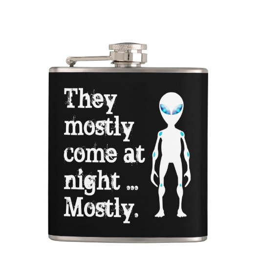 Cute black white alien quote heupfles (Voorkant)