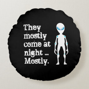 Cute black white alien quote rond kussen