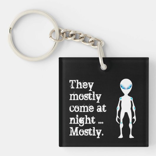 Cute black white alien quote sleutelhanger (Voorkant)