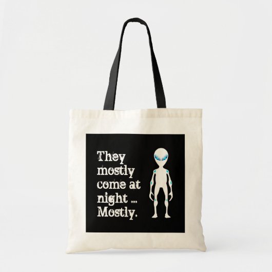 Cute black white alien quote tote bag (Voorkant)