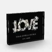 Cute Black White and Grey Shades Floral LOVE Word Fotoblokken (Links)