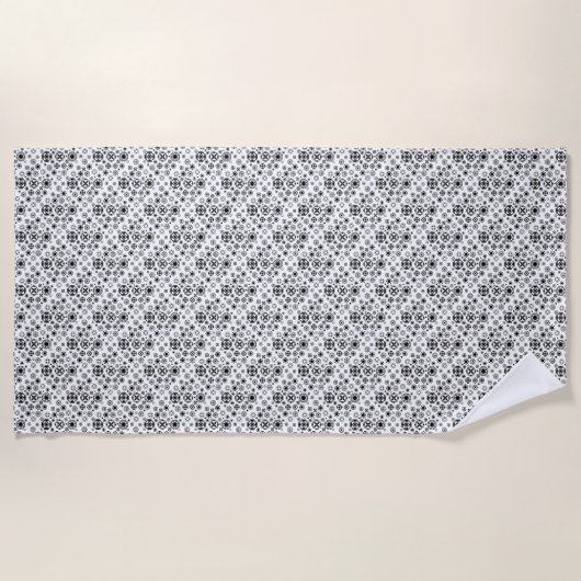 Cute black white arabesque decorative pattern strandlaken (Voorkant)