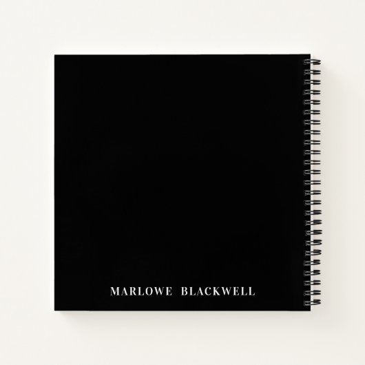 Cute Black White Autumn Monogram Script Notitieboek (Achterkant)