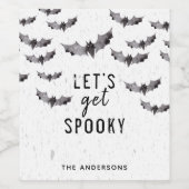 Cute Black & White Bats Halloween Holiday Wijn Etiket (Enkel label)