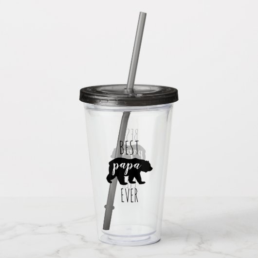 Cute Black & White Best Papa Beer ooit Acryl Drinkbeker (Achterkant)