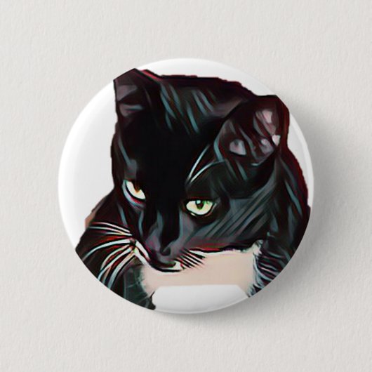 Cute Black White Cat Cartoon Ronde Button 5,7 Cm (Voorkant)