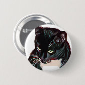 Cute Black White Cat Cartoon Ronde Button 5,7 Cm (Voorkant /achterkant)