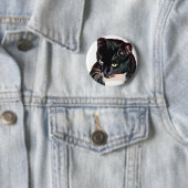 Cute Black White Cat Cartoon Ronde Button 5,7 Cm (In situ)