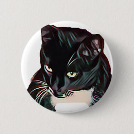 Cute Black White Cat Cartoon Ronde Button 5,7 Cm